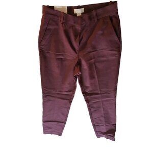 NWT H&M Slacks Sz 8 Burgundy Pockets Trousers Dress Pants Work Casual Ankle Red